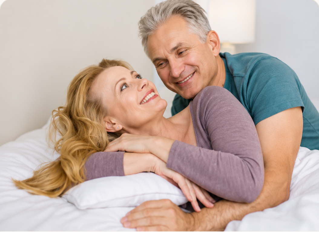A couple embracing, representing renewed intimacy and confidence