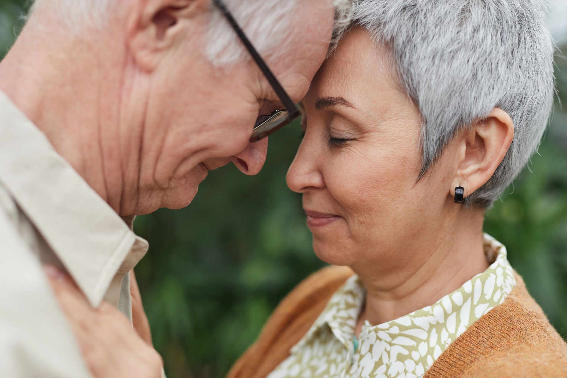A close, tender moment between a couple